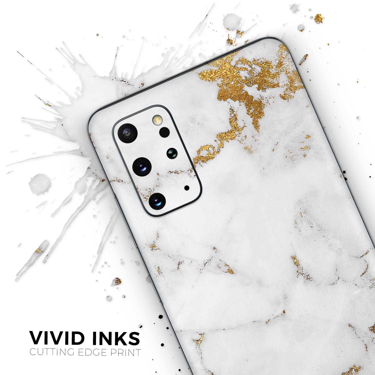 Marble and Digital Gold Foil V6 Skin-Kit for Samsung Galaxy S20, showcasing a stylish design with a premium vinyl finish.